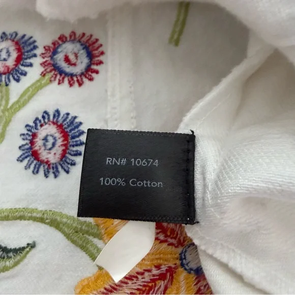Boston Proper White Floral Embroidered Denim Jacket Size M Boho Cottagecore - Picture 4 of 8